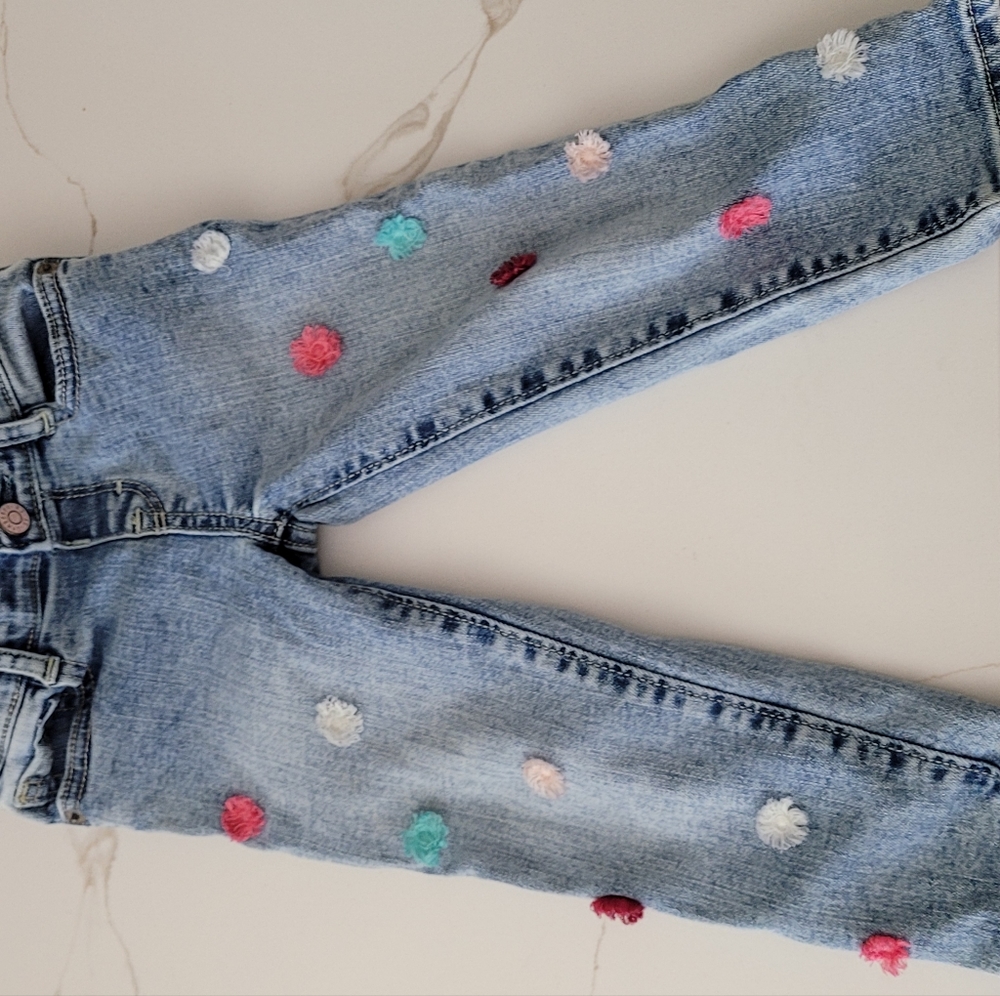 2t little girls jeans with colored balls